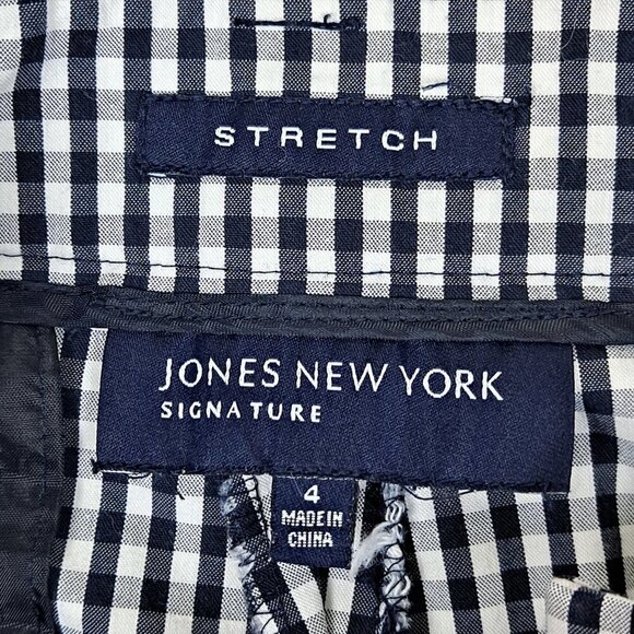 Jones New York Size 4 Black and White Gingham Print Shorts Pockets EUC - Picture 7 of 9